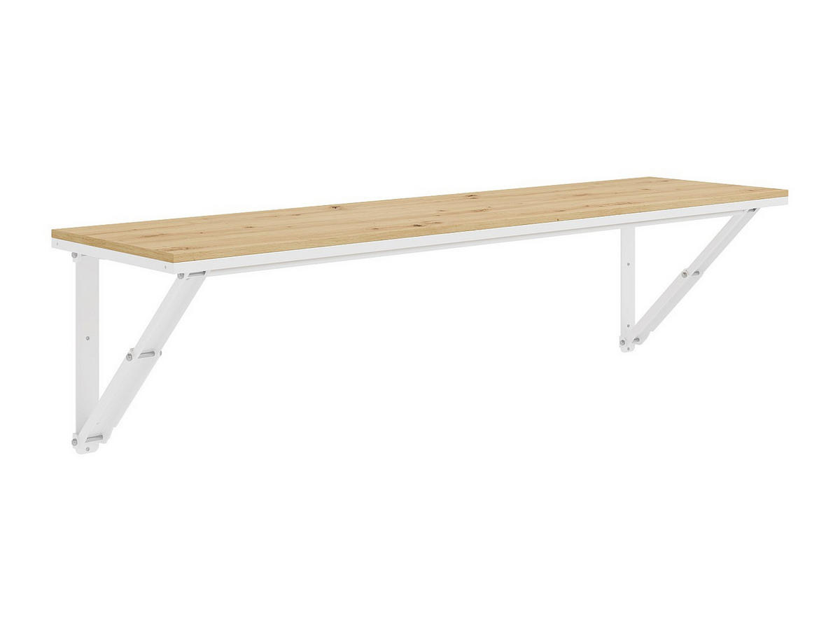 SCHREIBTISCH - 153.5 cm x 48 cm, 7.5 cm - metall - naturfarben hell, weiß Rapili - Weiß, Holz/Metall (48/153.5/45.1cm) - Vente-Unique
