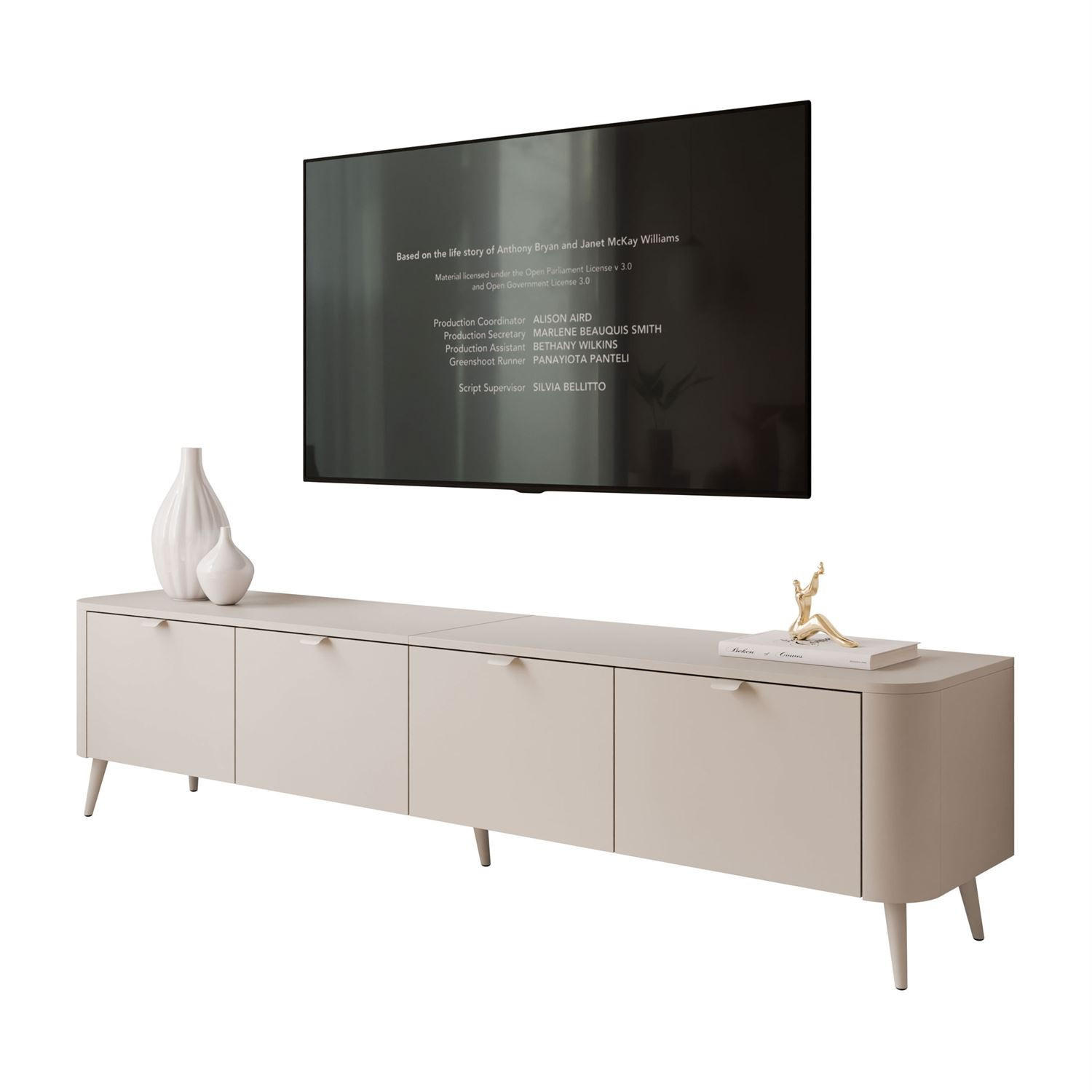 TV-SCHRANK CELESTE 200 cm mit Beleuchtung an den Kaschmir Füßen - Kaschmir, Holzwerkstoff (200/46.5/40cm) - Lookway