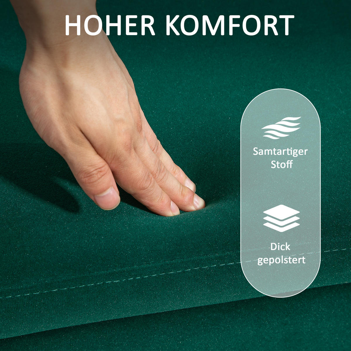 GEPOLSTERTE Sitzbank mit Stauraum, Metall, Kautschukholz, Schaumstoff Grün - Grün, Textil (40/42/100cm) - HOMCOM