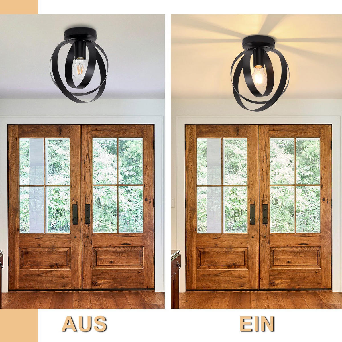 DECKENLEUCHTE Ansel 24/12/27 cm - Schwarz, Metall (24/12/27cm) - Nettlife