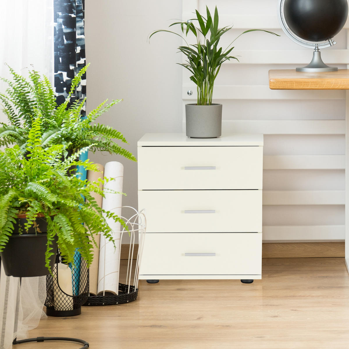 NACHTTISCH 2er Set - Weiß, Metall (34/52/45cm) - ML-DESIGN