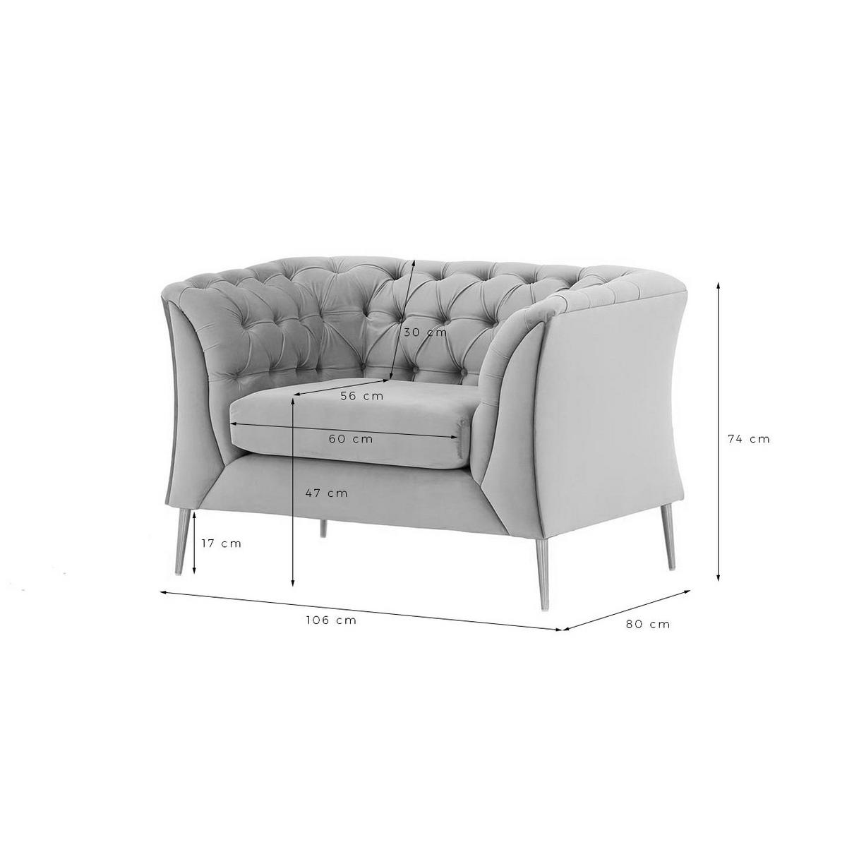SESSEL Chesterfield Modern-Velluto 12 - Blau, Holz/Textil (106/74/80cm)