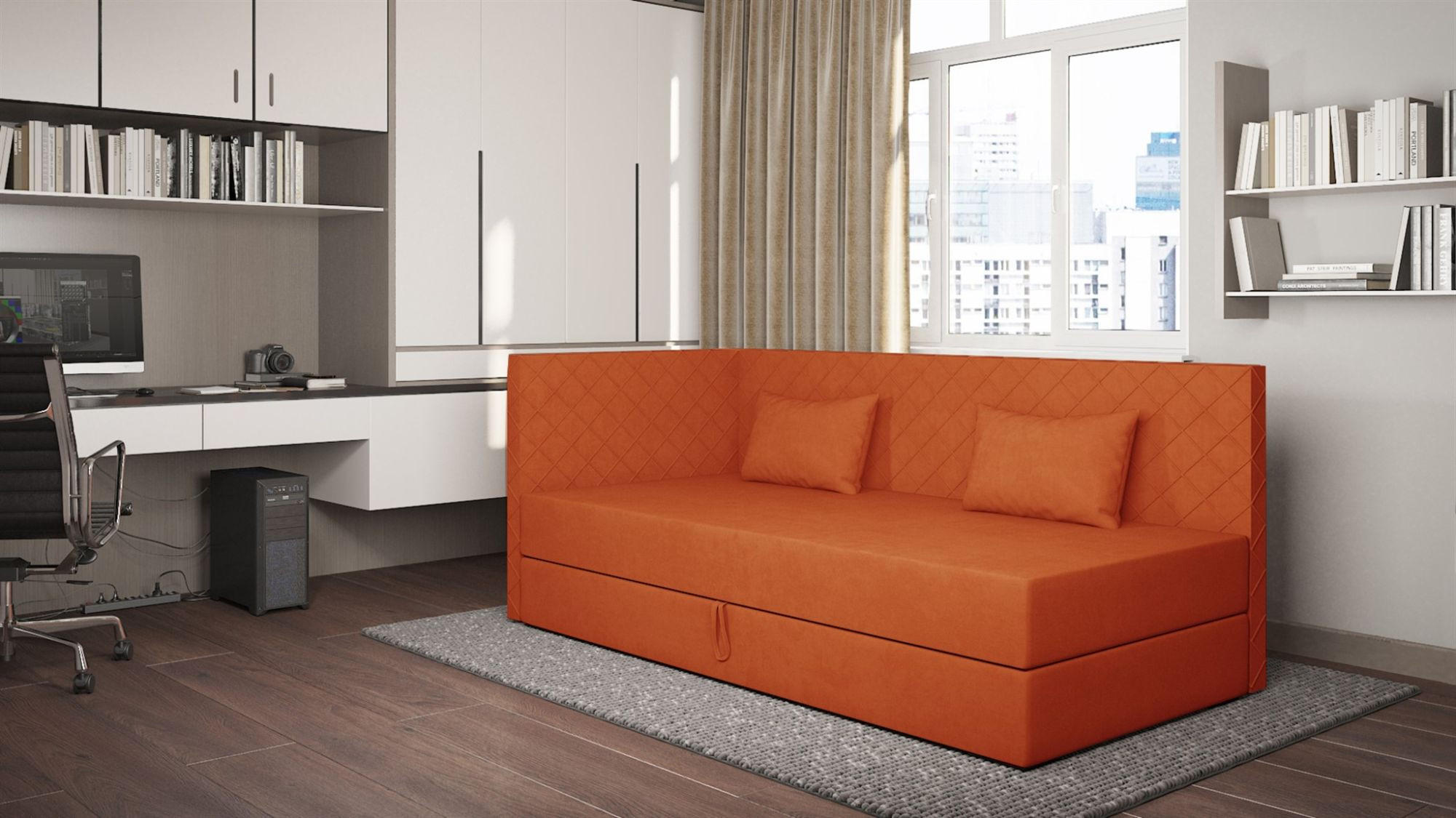 SOFA Liana In Opera - Orange, Holzwerkstoff/Textil (207/90/97cm) - Fun Möbel