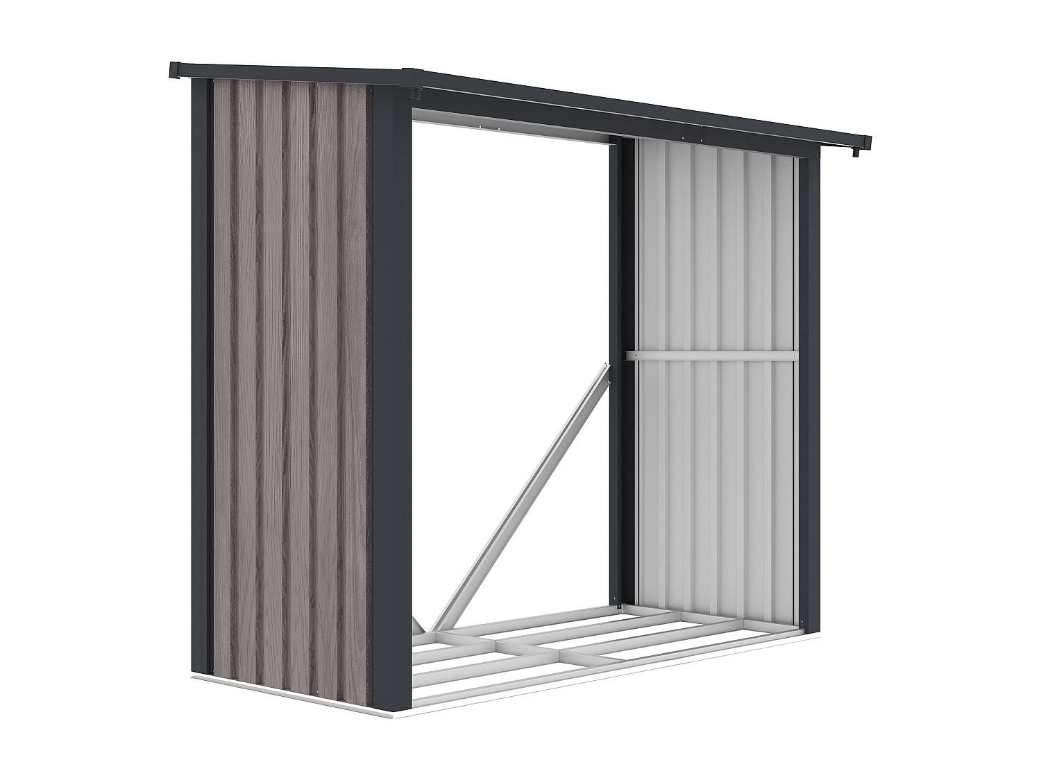 KAMINHOLZREGAL - 170 cm x 75 cm - metall - anthrazitgrau, naturfarben dunkel Birwood - Anthrazit, Metall (170/156/75cm) - Vente-Unique