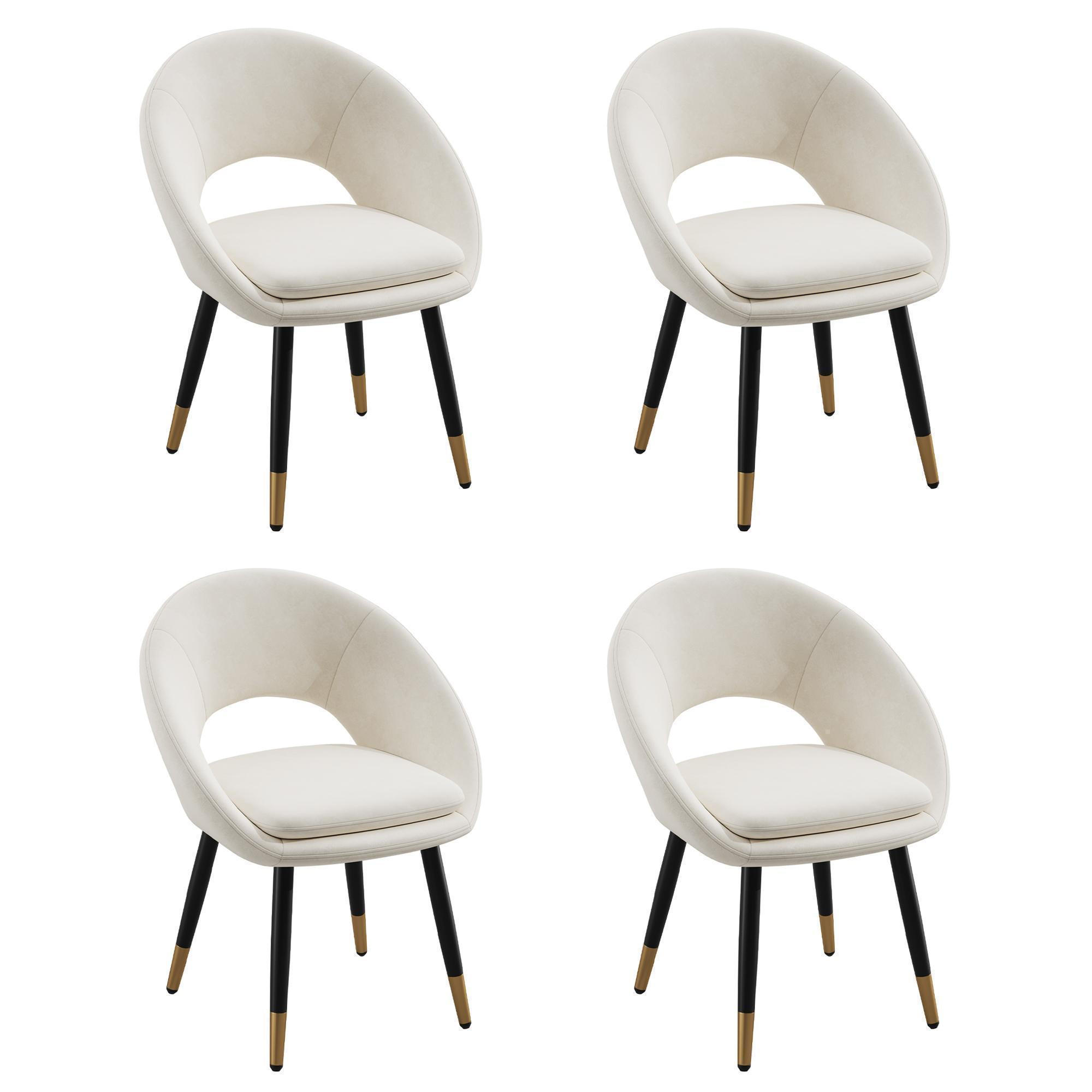 ESSZIMMERSTUHL 4 Stück, Samtstoff in Beige - Beige, Textil (59/77.5/59cm) - KOMHTOM