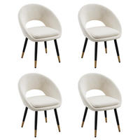 ESSZIMMERSTUHL 4 Stück, Samtstoff in Beige - Beige, Textil (59/77.5/59cm) - KOMHTOM