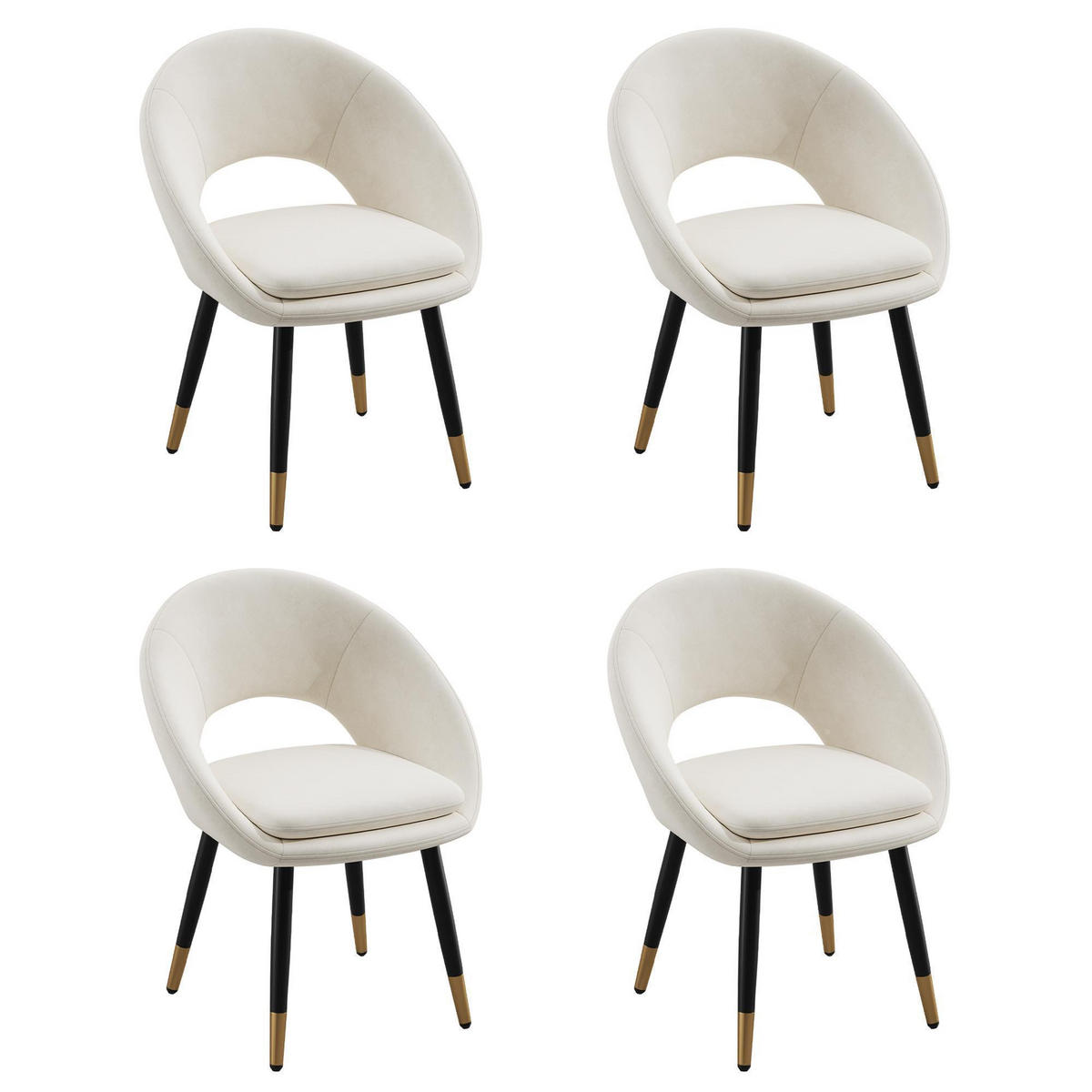 ESSZIMMERSTUHL 4 Stück, Samtstoff in Beige - Beige, Textil (59/77.5/59cm) - KOMHTOM