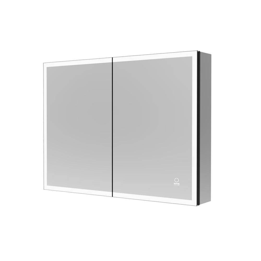 Home Deluxe Led-Spiegelschrank Schwarz 80x60x13.3 cm