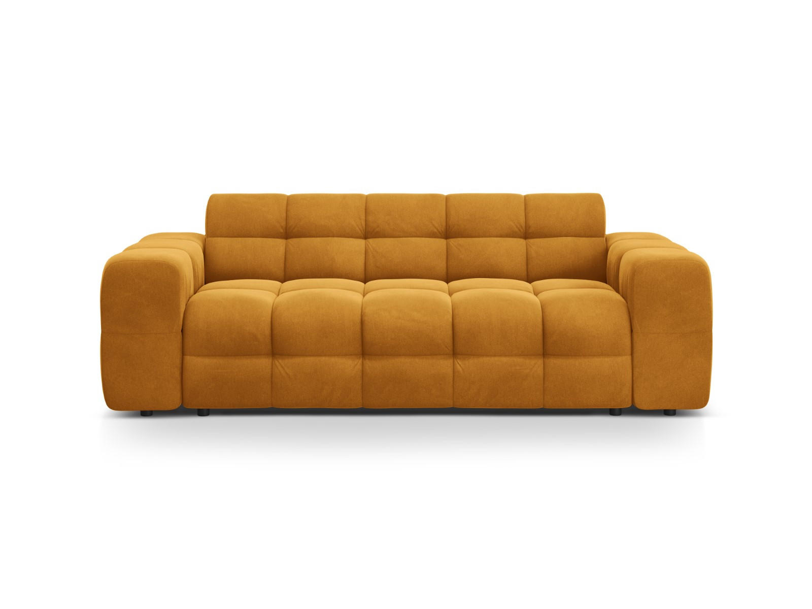 SOFA Kendal aus Samt senf 3 Sitzplätze - Dunkelgelb, Textil (103/79/222cm) - Micadoni