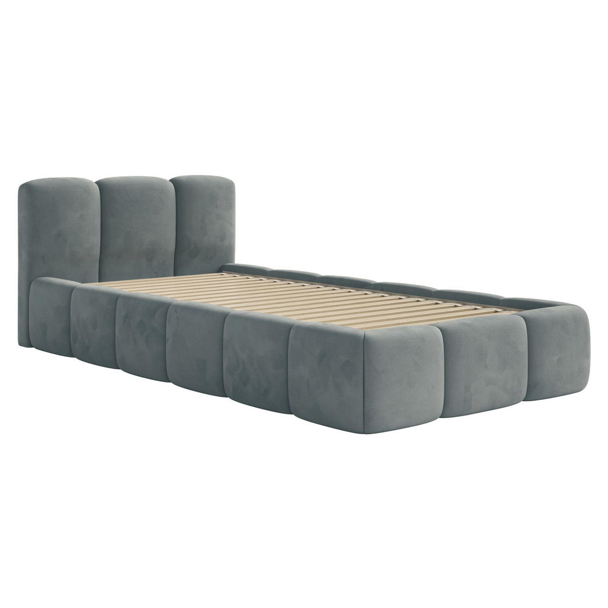 POLSTERBETT Cloudy Low Grau Samt, 90x200 cm - Schwarz/Grau, Kunststoff/Textil (90/200cm) - Selsey