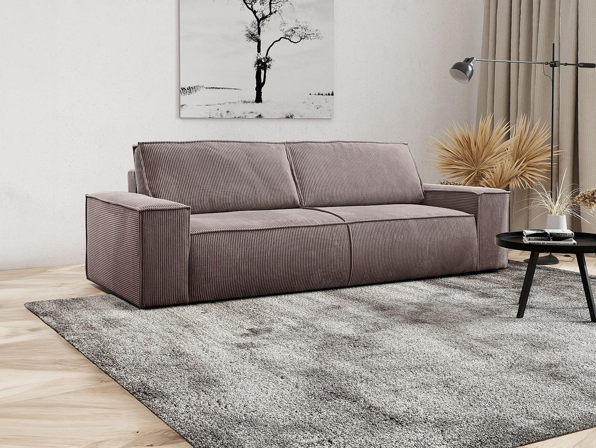 SCHLAFSOFA 4-Sitzer - Cord - Malve - AMELIA - Lila, Textil (257/85/102cm) - Vente-Unique