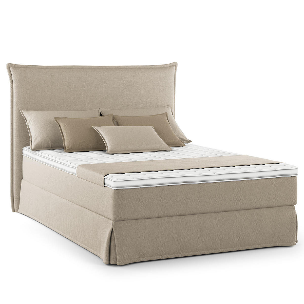 BOXSPRINGBETT mit Husse - Beige, Textil (140/200cm) - home24