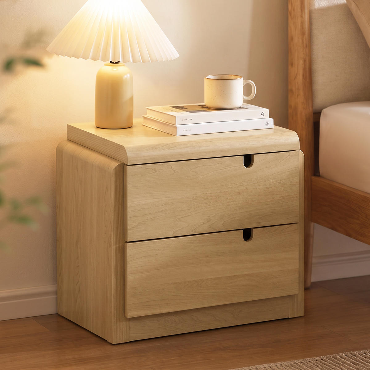 NACHTTISCH Moderner mit 2 Schubladen, Eichenfarben, MDF | B55 x T40 x H53 cm - Eichefarben, Holz (55/53/40cm) - Hometopia