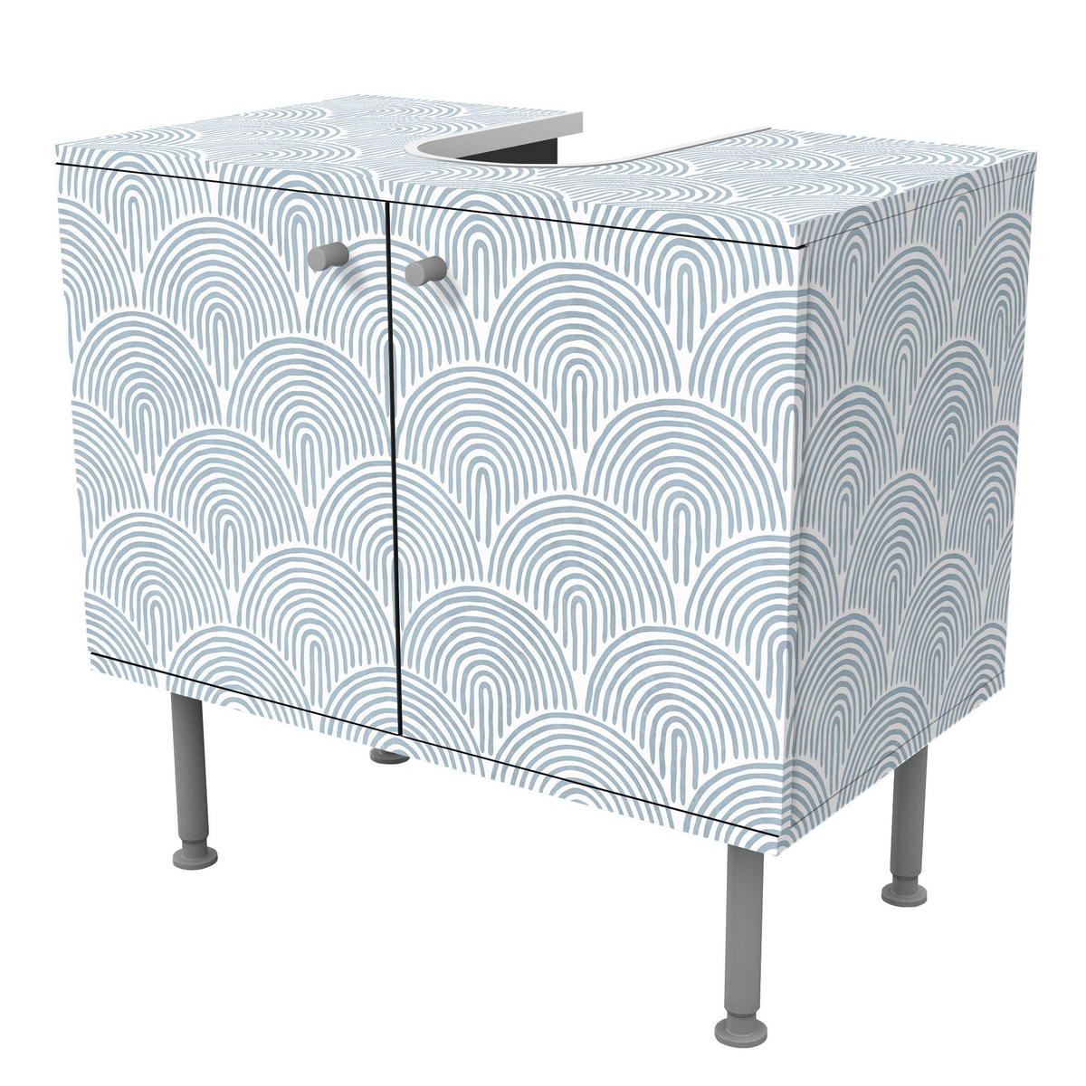 WASCHBECKENUNTERSCHRANK Boho Bogen Muster Blau 60/55/35 cm - Blau, Holzwerkstoff (60/55/35cm) - Bilderwelten