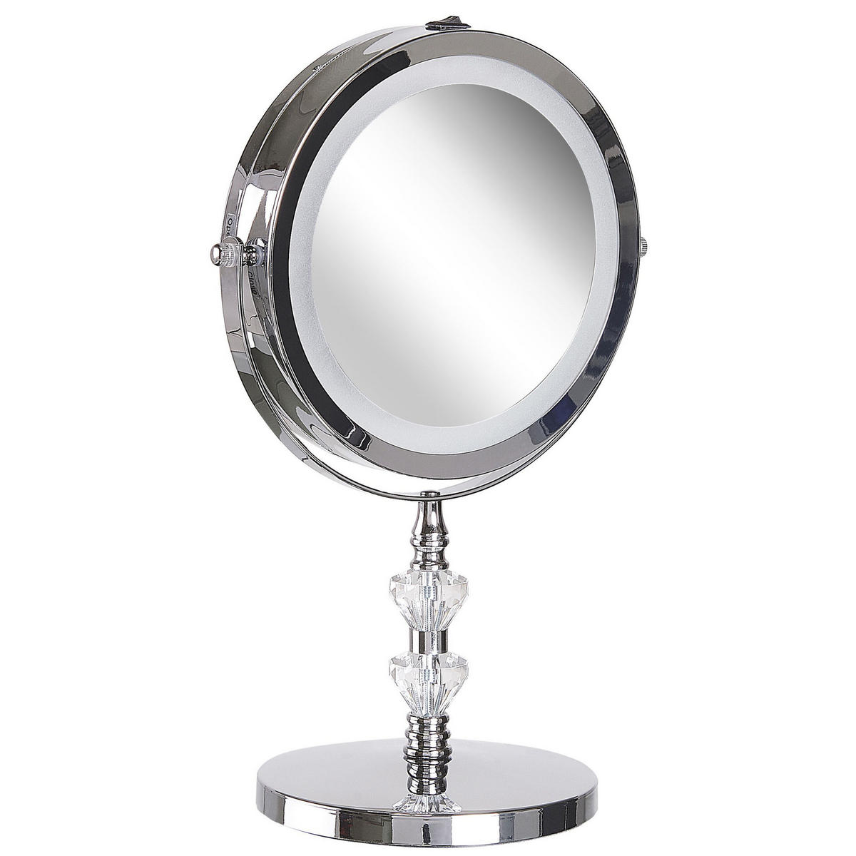 KOSMETIKSPIEGEL silber mit LED-Beleuchtung 20 cm Laon - Silberfarben, Metall (20/31/14cm) - Beliani