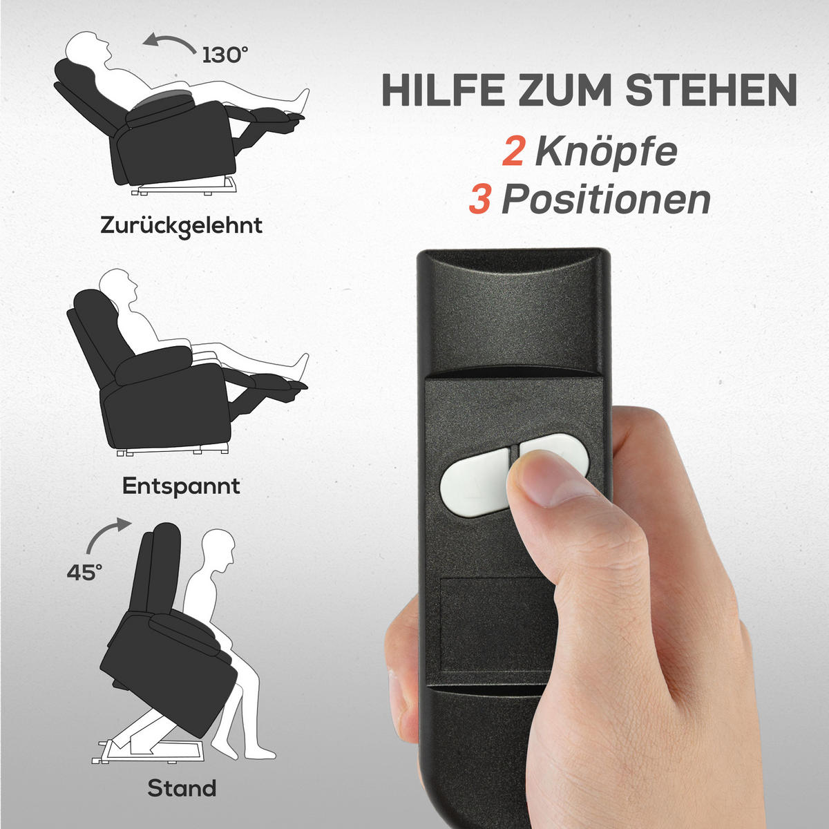 AUFSTEHSESSEL Fernsehsessel Sessel mit Aufstehhilfe Kunstleder Schwarz - Schwarz, Leder/Kunststoff (92/109/85cm) - HOMCOM