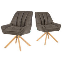 DREHSTUHL Mika-Leon 2er-Set - Honigeiche/Taupe, Eichenholz/Holz (60/88/68cm) - DUBI Möbel