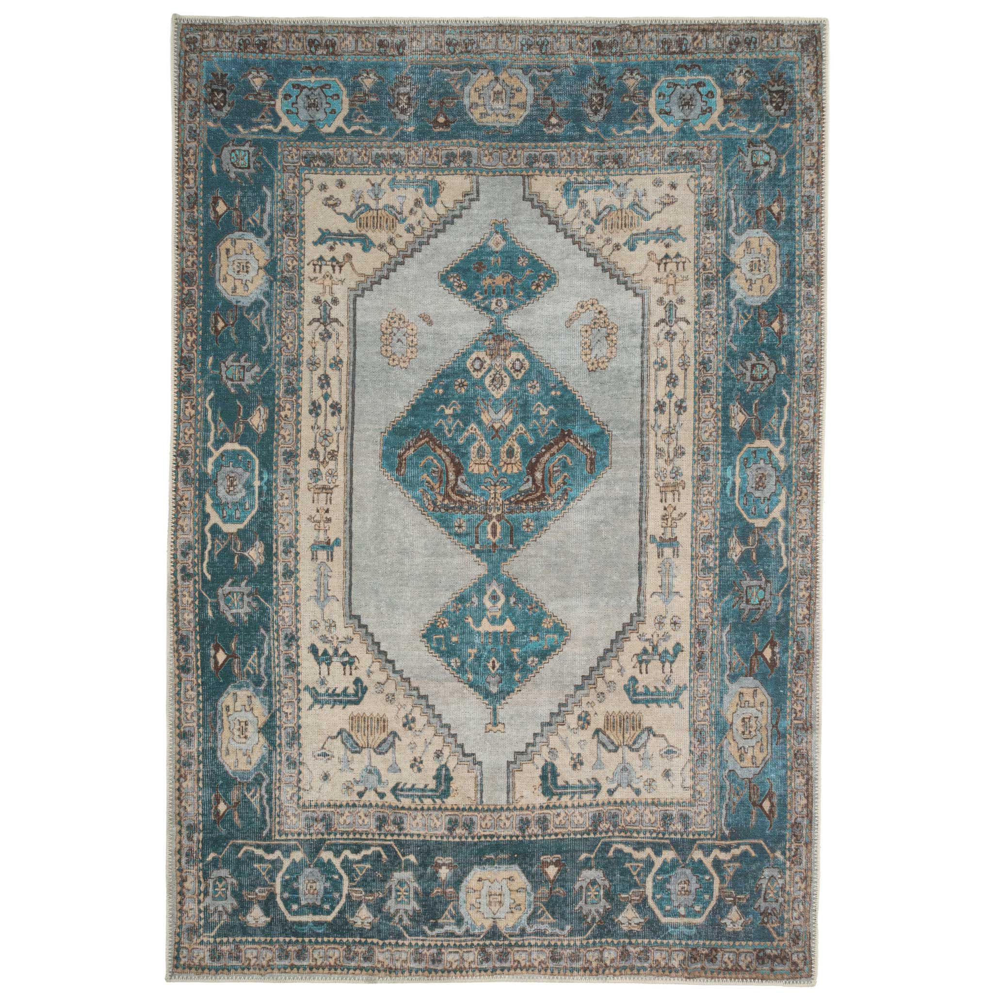 FLACHWEBETEPPICH Cyrus Blau - Blau, Textil (200/290cm) - Kukoon Rugs
