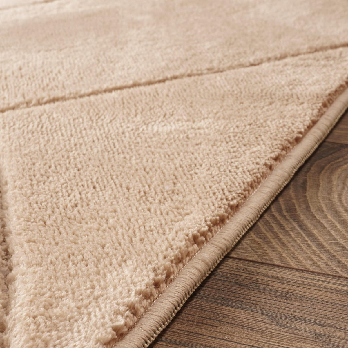 KURZFLORTEPPICH Waschbar, mit Rauten-Struktur, Beige, 60 x 100 cm - Beige, Textil (60/100cm) - KADIMA DESIGN