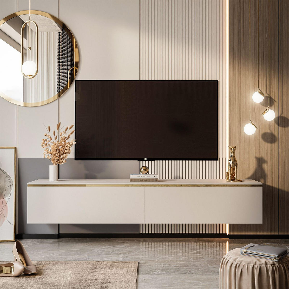 HÄNGESCHRANK TV-Möbel AURORA Kaschmir - Kaschmir, Holzwerkstoff (180/32/40cm) - Lookway