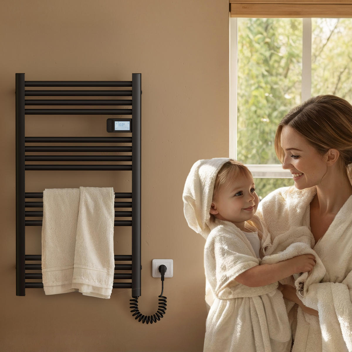 HEIZKÖRPER Elektrischer Handtuchhalter Schwarz 96/54/4,3 cm - Schwarz, Metall (54/96/4.3cm) - EMKE