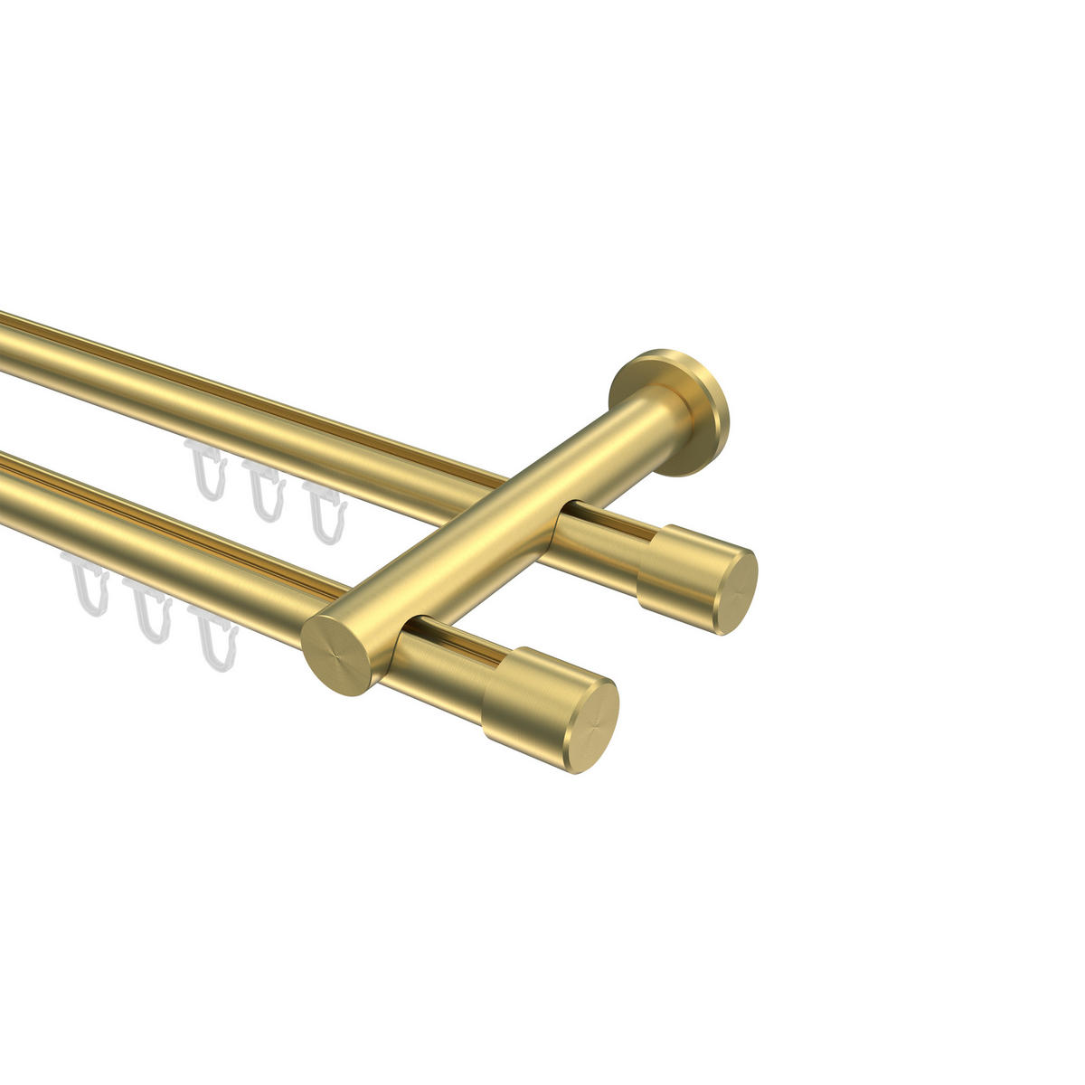 INNENLAUF-GARDINENSTANGEN-SET Platon Santo 100 cm, 2-läufig, 20 mm Ø Messing-Optik - Messingfarben, Metall (100cm) - INTERDECO