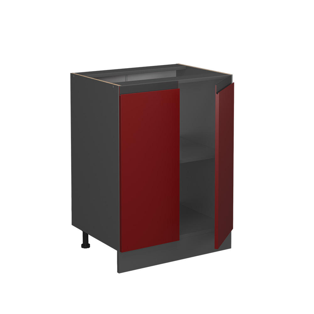 KÜCHENUNTERSCHRANK R-Line Rot 60 cm AP Marmor - Anthrazit/Rot, Holzwerkstoff (60/81.6/46cm) - Vicco