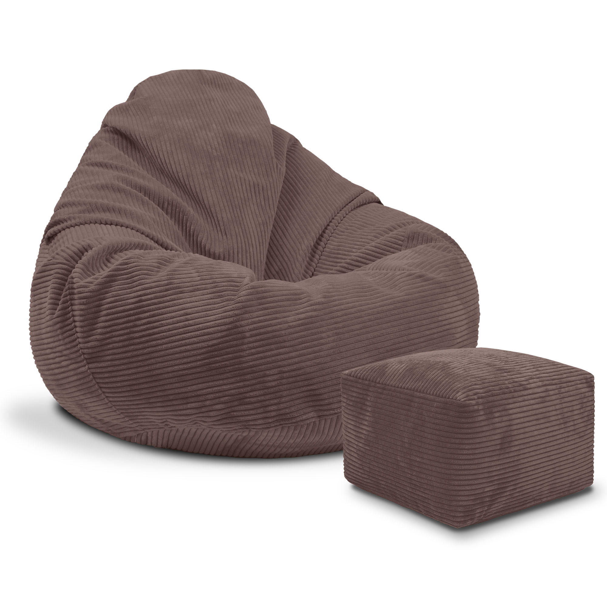SITZSACK PARADISE MIT FUßSTÜTZE Kordsamt 2-tlg Roasted Cocoa M - Dunkelbraun/Braun, Textil (90/100/90cm) - Dreamroots