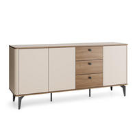 SIDEBOARD Aurena Kaschmir und Walnuss, Kommode mit 3 Schubladen und 3 Türen - Beige/Schwarz, Holzwerkstoff/Metall (180/81/40cm) - Bettso