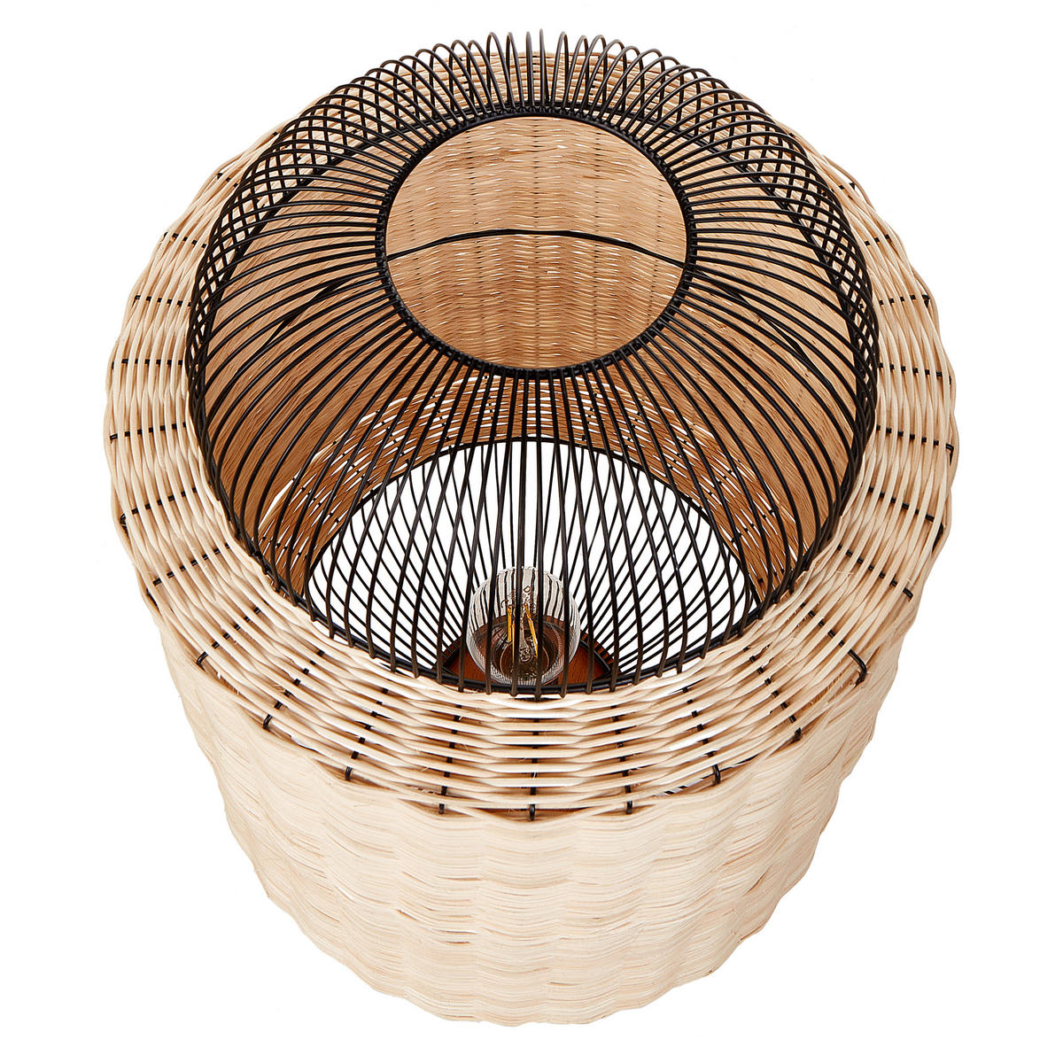 TISCHLEUCHTE Naturfarben/Schwarz/Beige Tanganyika - Beige/Schwarz, Naturmaterialien (35/35/55cm) - Beliani