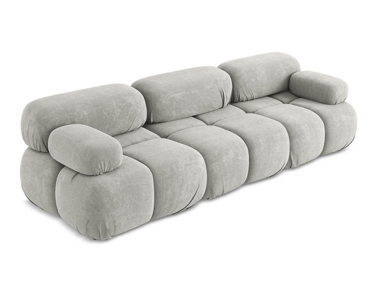 3-SITZER SOFA Chenille Stoff Grau - Hellgrau/Schwarz, Kunststoff/Textil (285/70/96cm) - Makamii