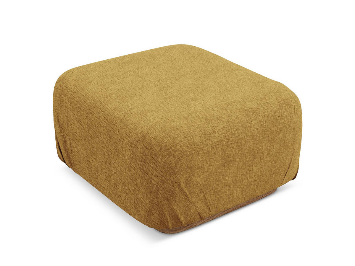 POUF Chenille Stoff Gelb - Currygelb/Gelb, Holz/Textil (83/95/41cm) - Makamii