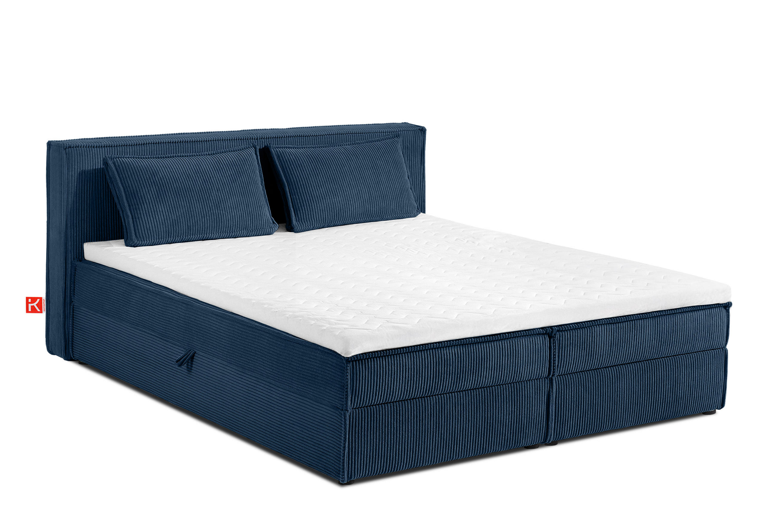 BOXSPRINGBETT ROTI mit Stauraum, marineblau - Schwarz/Dunkelblau, Holz/Holzwerkstoff (180/200cm) - KONSIMO®