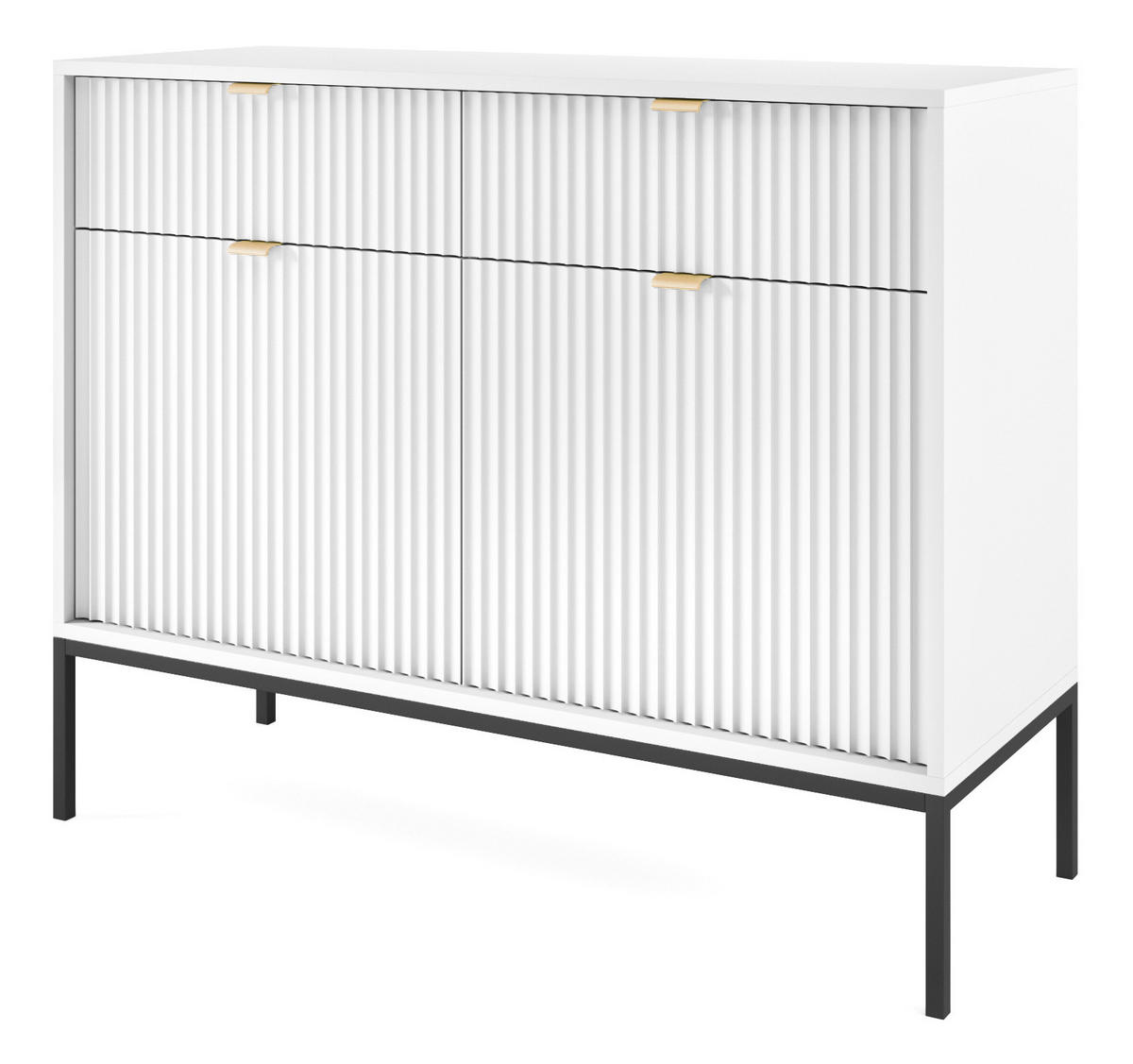SIDEBOARD Vellore Weiß 104 cm - Goldfarben/Schwarz, Holzwerkstoff/Metall (104/83/39cm) - Selsey