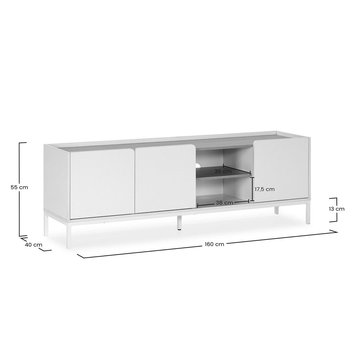 TV-ELEMENT Curva 3 türen Weiß - Weiß, Holzwerkstoff (160/55/40cm) - VS Venta-stock