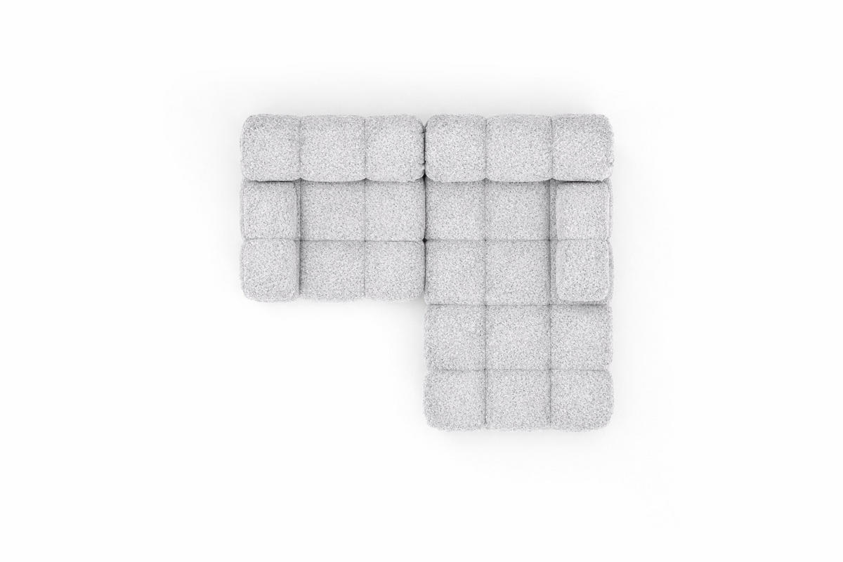 ECKSOFA L-form Mini Modular, Bouclé-Stoff Abriamo, Hellgrau, Rechts, Selia - Hellgrau, Holz (190/160cm) - Kaiser Möbel
