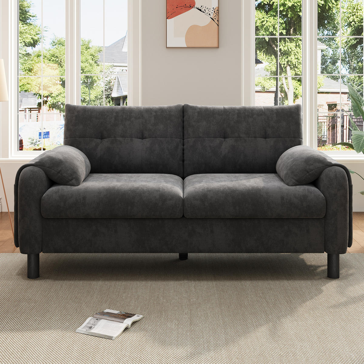 SOFA dvosjed, 158/80/88,5 cm, chenille siva - siva, tekstil (80/88/158cm) - BEAOK