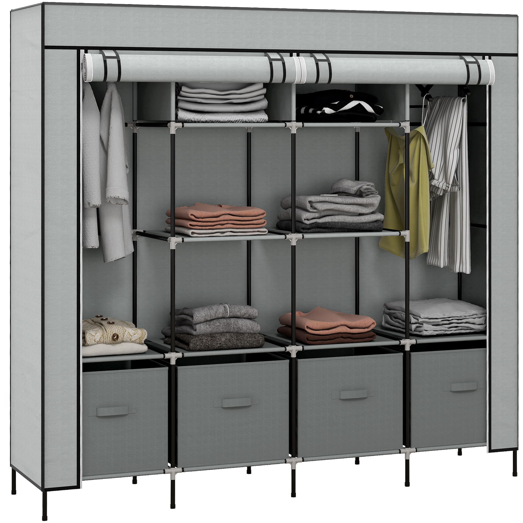 STOFFSCHRANK Dunkelgrau 1 Stück - Dunkelgrau, Metall (166/169.5/42.5cm) - GiPP