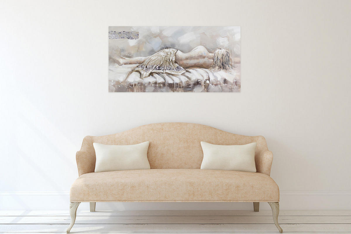 ÖLGEMÄLDE 120/60 cm - Beige, Holz/Textil (120/60cm) - KUNSTLOFT
