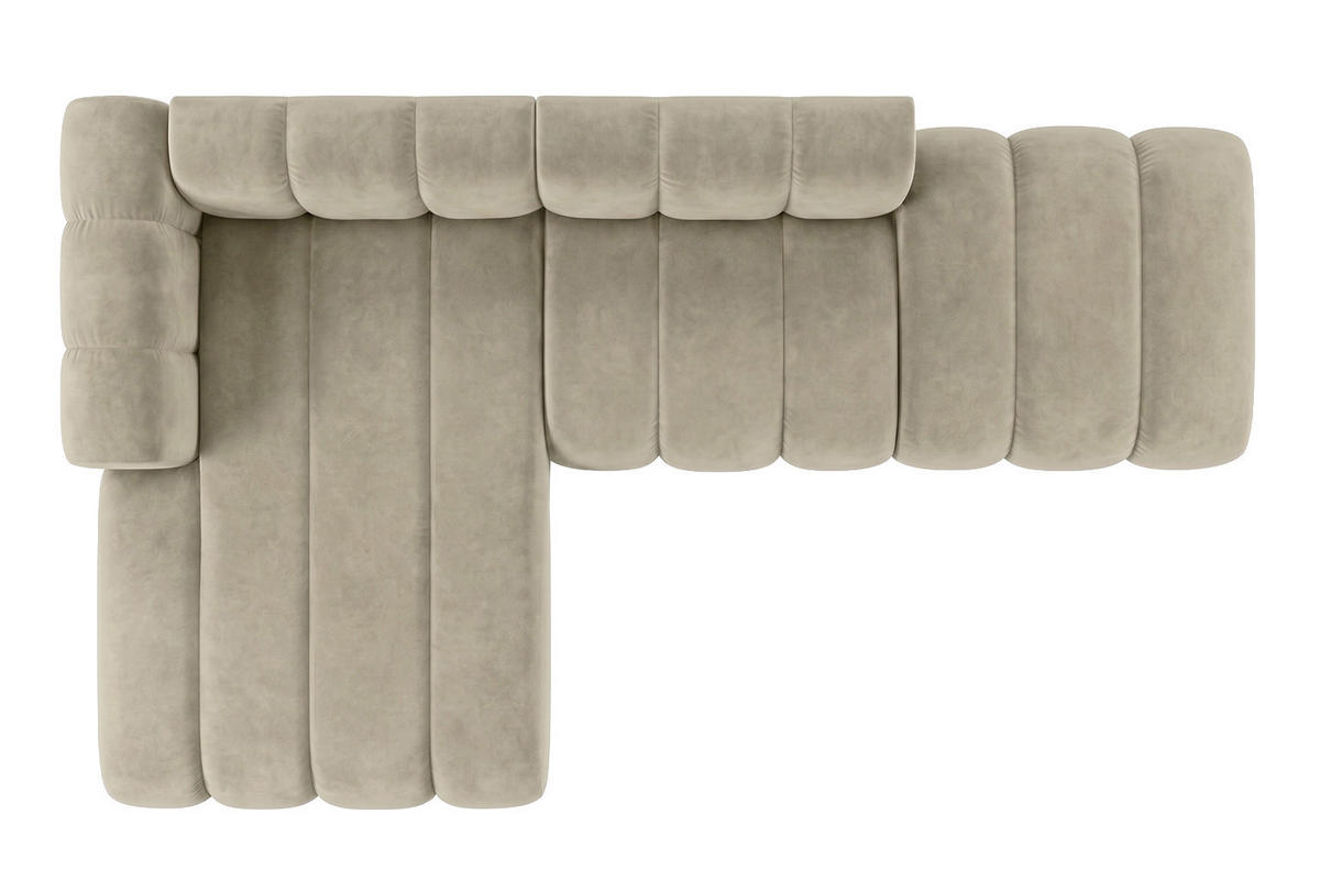 ECKSOFA Modulares In L-Form Mit Hocker, Velvet-Stoff Riviera, Beige, Links, GRAND Mini - Beige, Holz (295/179cm) - Kaiser Möbel