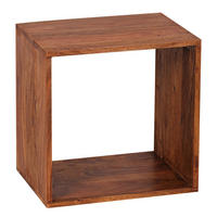 BEISTELLTISCH Massivholz Cube Regal Landhausstil MUMBAI, Dunkelbraun 43x33x43 cm - Dunkelbraun/Braun, Holz (33/43/43cm) - KADIMA DESIGN