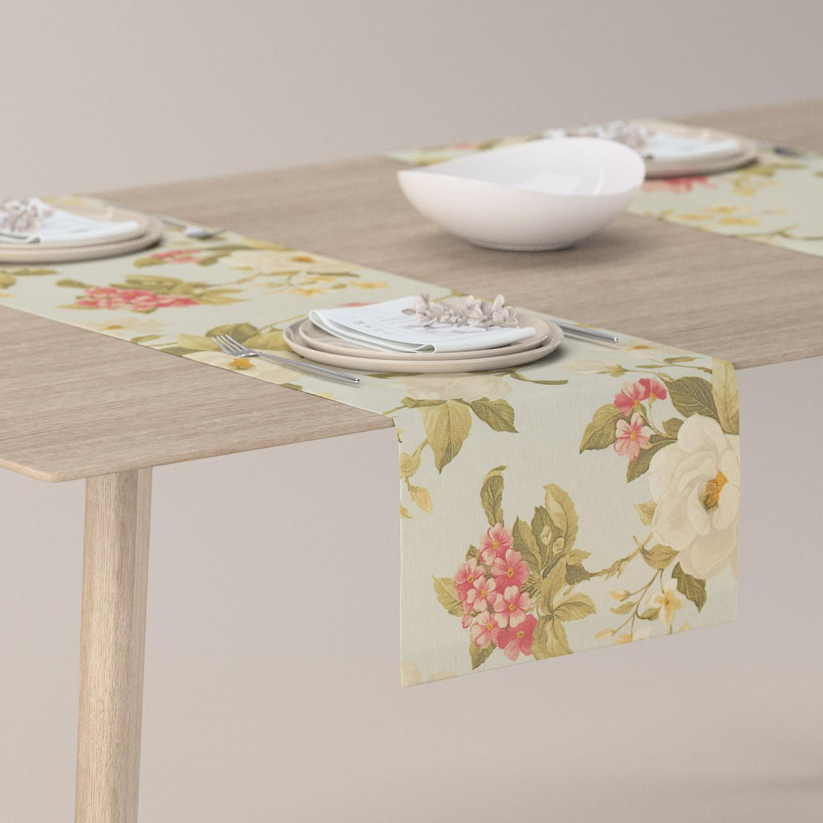 TISCHLÄUFER Londres, blau und rosa, 40x130 cm - Rosa/Hellblau, Textil (40/130cm) - Dekoria