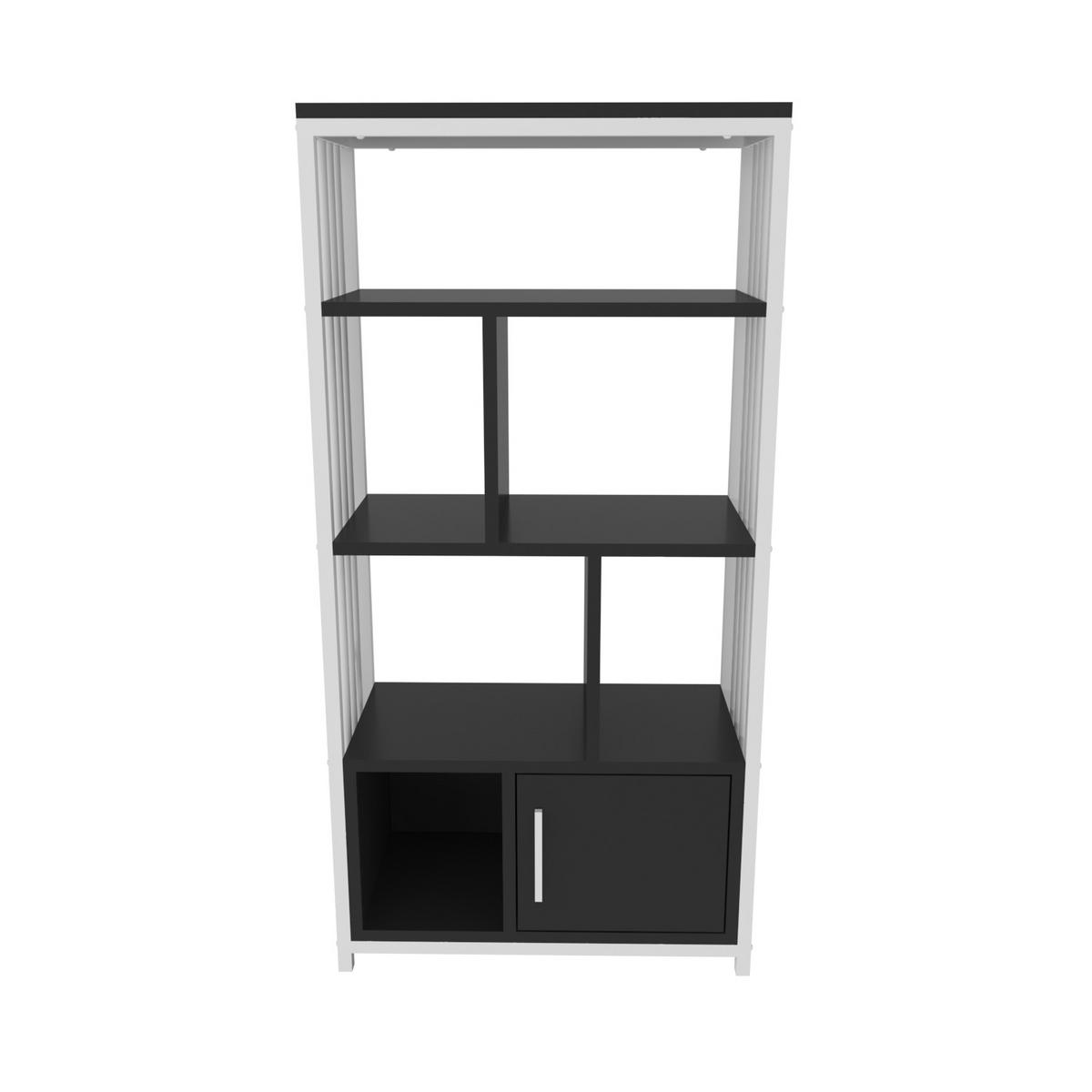 BÜCHERREGAL Valero Weiss Black - Schwarz/Weiß, Holzwerkstoff (29.6/120/60cm) - Decorotika