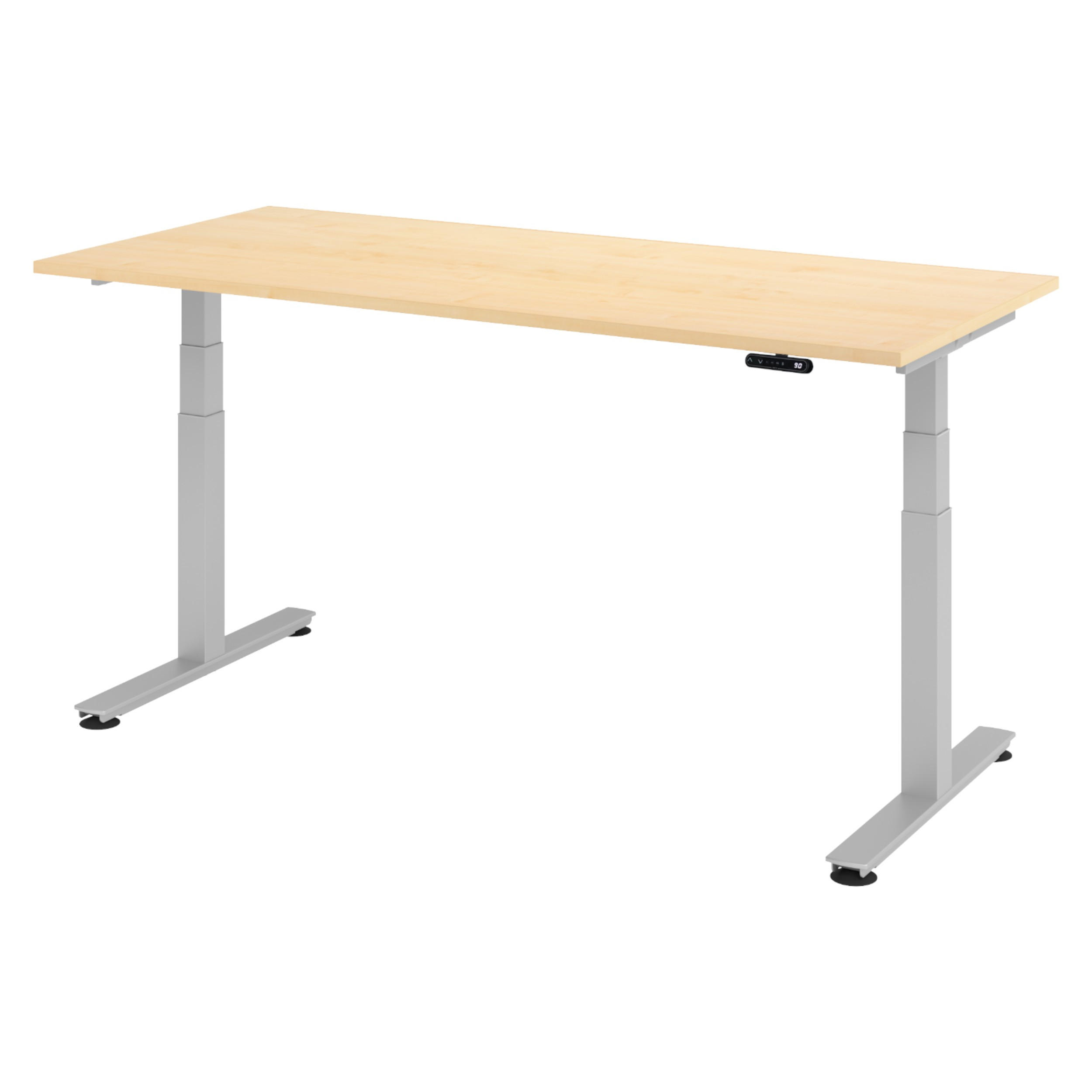 SCHREIBTISCH elektrisch XDSM 80/180/72 cm in Ahornfarben/Silberfarben - Silberfarben/Ahornfarben, Holzwerkstoff (80/180/72cm) - bümö
