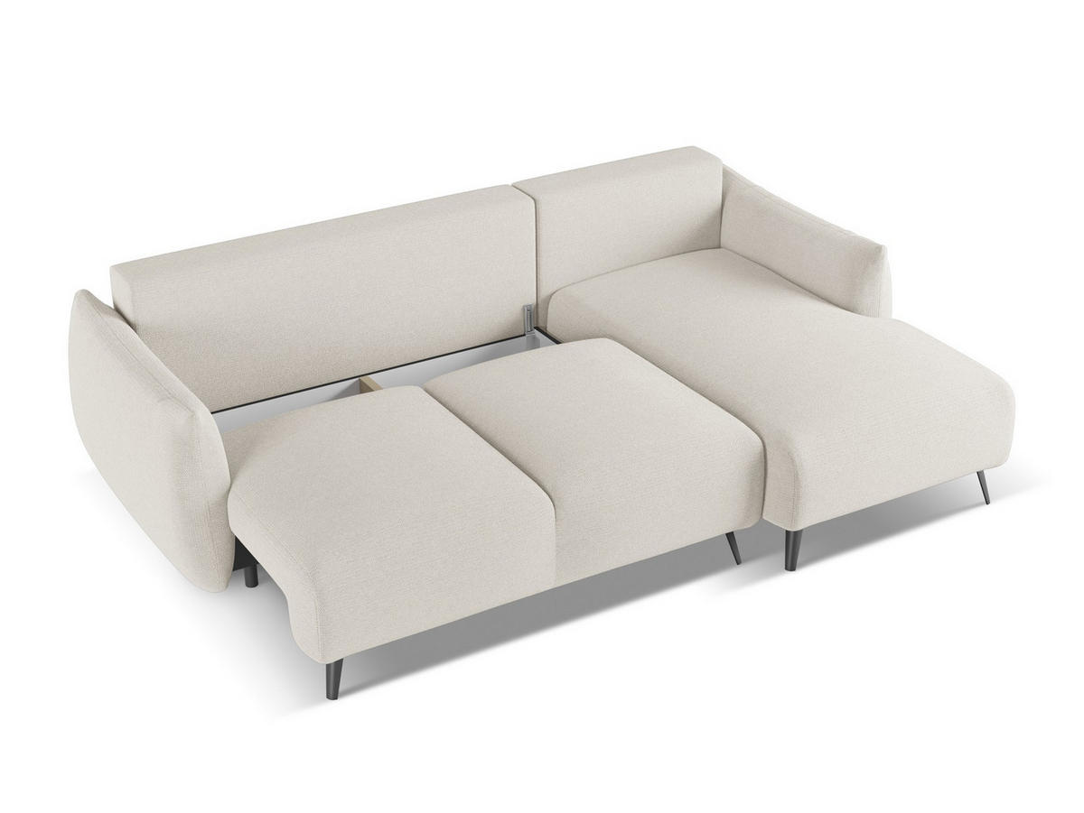 3-SITZER SOFA mit Schlaffunktion Strukturstoff Stoff Beige - Beige/Schwarz, Kunststoff/Textil (238/82/105cm) - Makamii