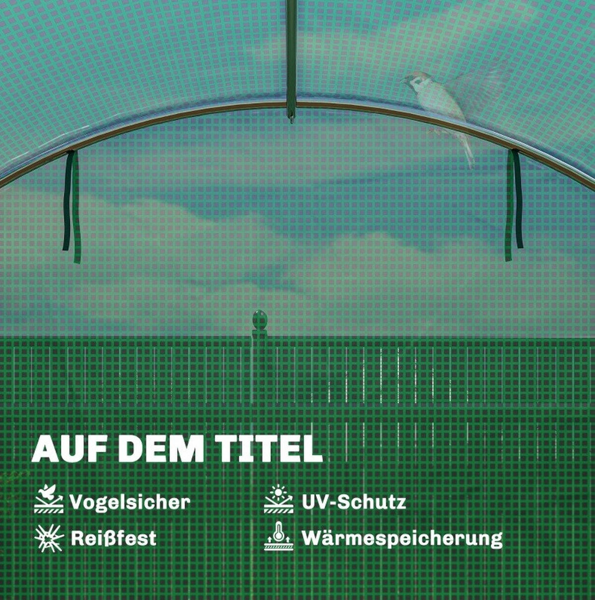 GEWÄCHSHAUS 295/400/200 cm in Grün mit 8 Netzfenstern und 2 Rolltüren - Grün, Kunststoff (295/200/400cm) - Flora Grace