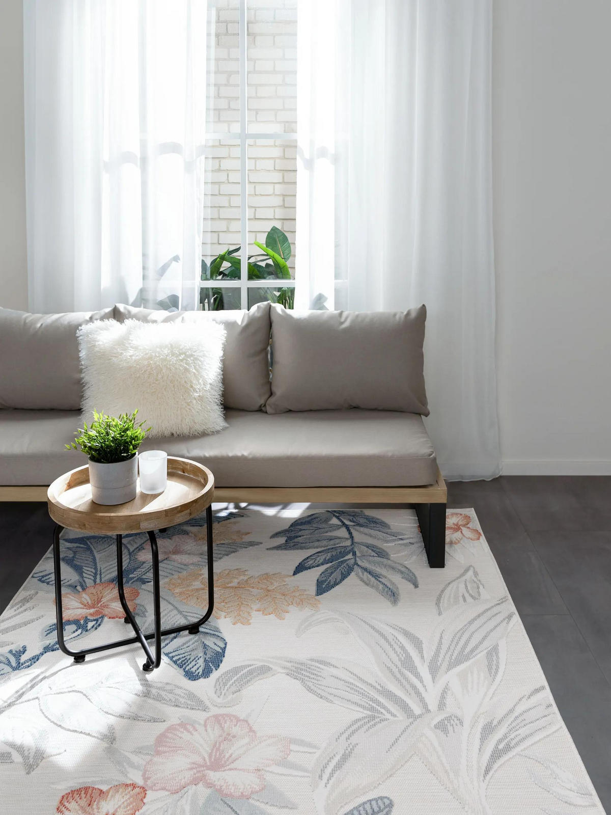 VNÚTORNÝ a vonkajší koberec Flora Viacfarebné 80x150 cm - krémová, plast (80/150cm) - benuta