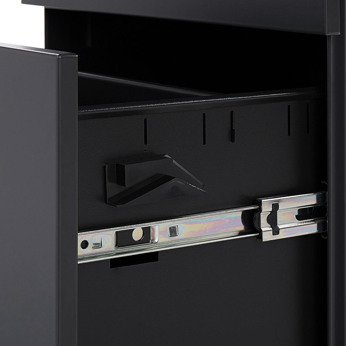 AKTENSCHRANK Metall schwarz 3 Schubladen mit Rollen Cami - Schwarz, Metall (39/60/50cm) - Beliani