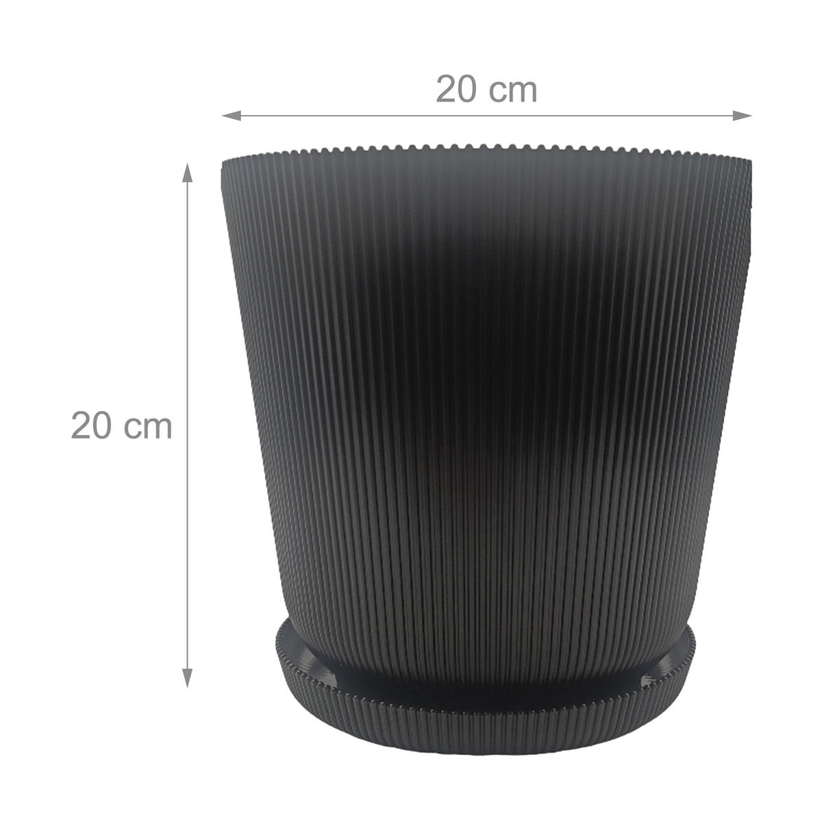 2XBLUMENTOPF - Schwarz, Kunststoff (20cm) - Relaxdays