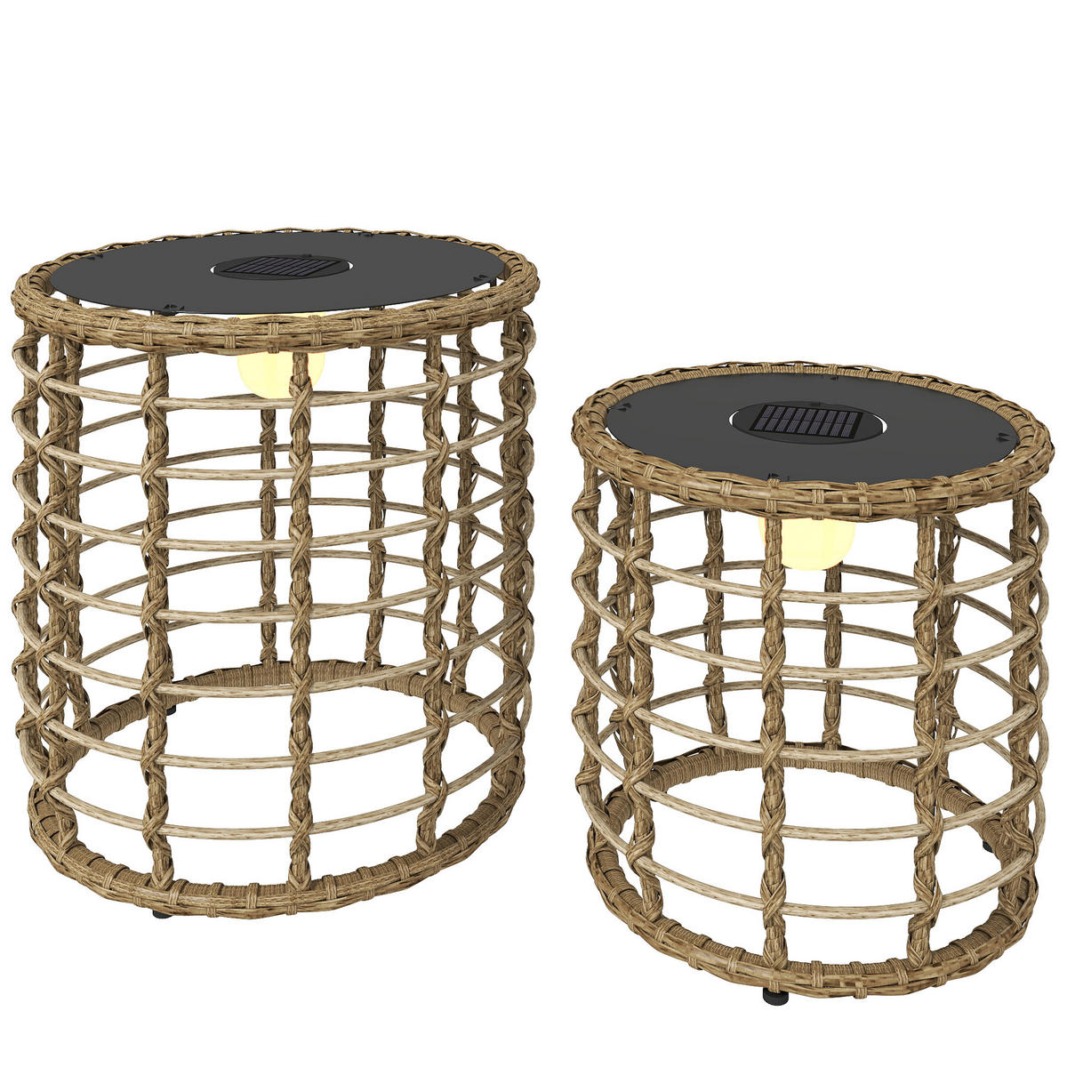 SOLARLAMPE-SET 2 TLG. Sandfarbend - Sandfarben, Kunststoff (45/45/45cm) - Outsunny